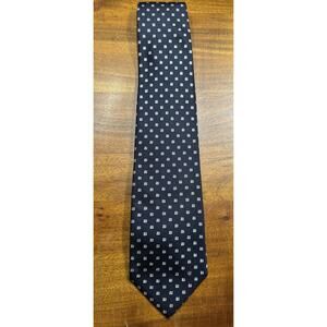 Versace 100% Silk Navy Geometric Logo Necktie Tie - Made In Italy